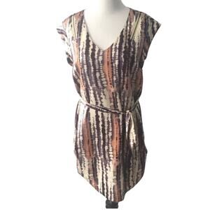 Women's Belted Shirt Dress Sz XS Zipper detail V neckline Dress